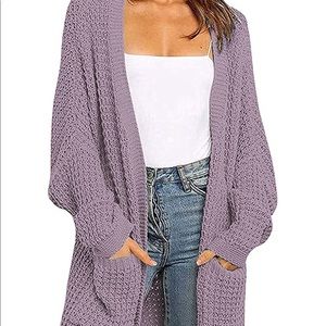 NWOT Women's Kimono Long Open Front Cable Knit Cardigan Sweater Size L Rose